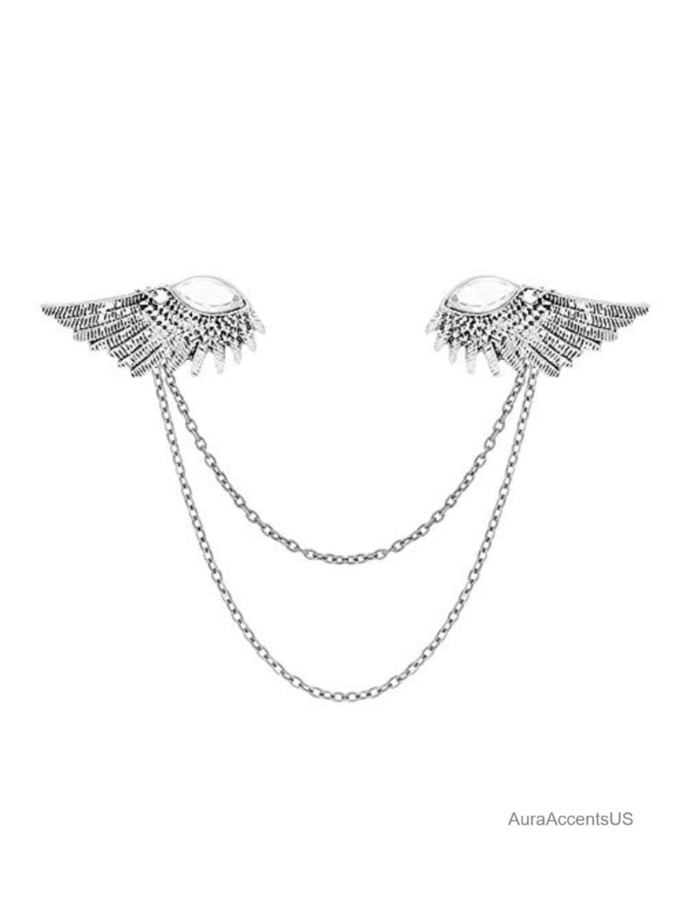 Angle Wings Sweater Shawl Chain Clips Cardigan Collar Holder Brooch Pins